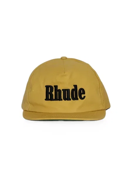 Șapcă Rhude din piele cu autograf galben