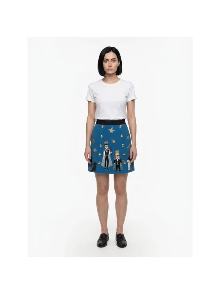 Spódnica Dolce And Gabbana wełniana niebieska