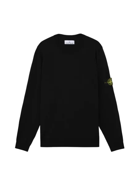 Sweter Stone Island wełniany z okrągłym dekoltem z kamieniami czarny