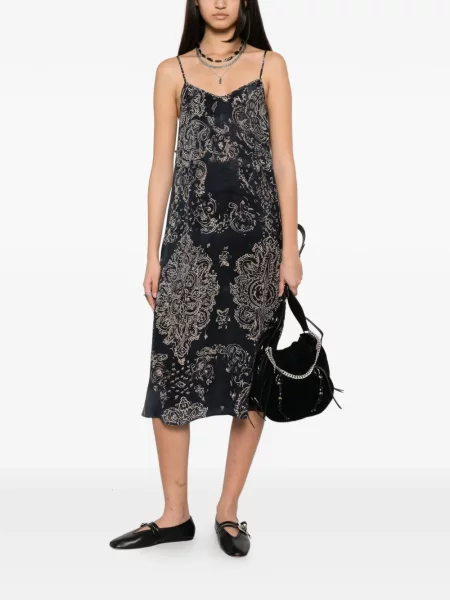 Rochie midi R13 cu imagine negru