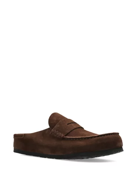 Papuci tip mules Birkenstock din piele de căprioară maro