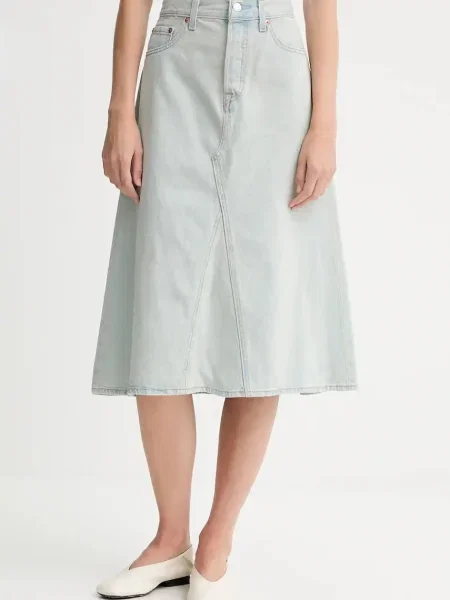 Levi's fustă jeans midi evazati albastru
