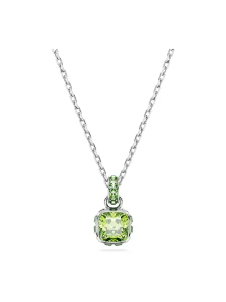 Lniany naszyjnik Swarovski z kamieniami zielony