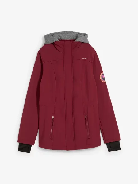 Długa kurtka softshell w optyce 2 w 1 z hydrofobowego materiału czerwona