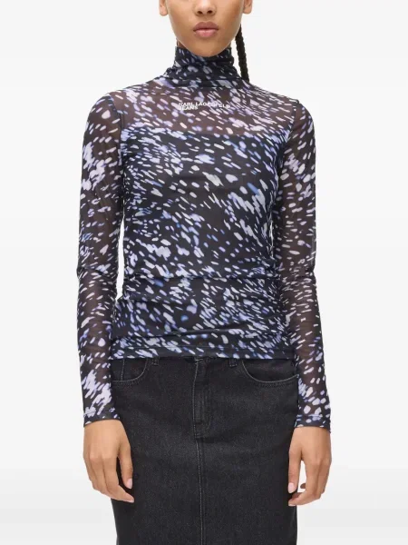 Top Karl Lagerfeld Jeans cu imagine plasă negru