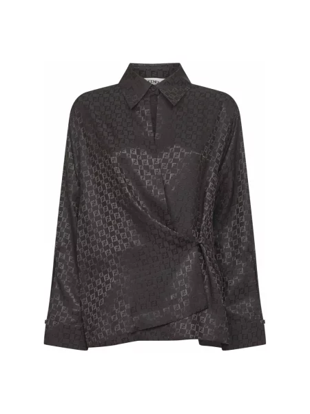 Udrapować koszula Fendi w kratkę brązowa