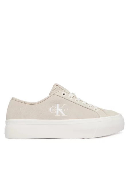 Calvin Klein Сникърси Vulc Flatf Laceup Suede бежов