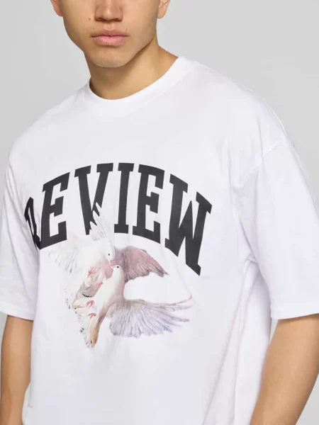 T-shirt z nadrukiem z logo i motywem Review biała