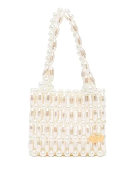 Geantă shopper 0711 cu perle galben