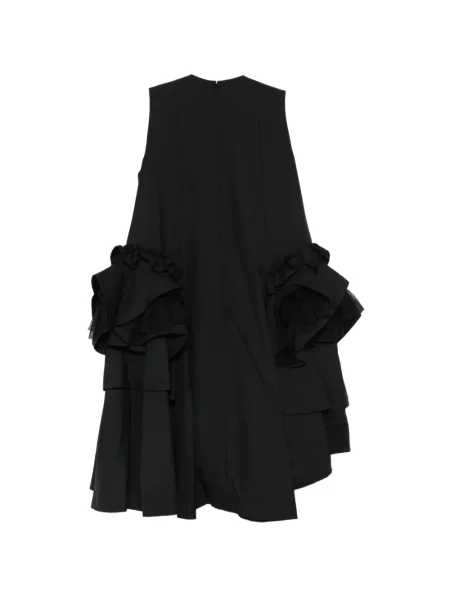 Rochie midi Noir Kei Ninomiya cu volane asimetrică negru