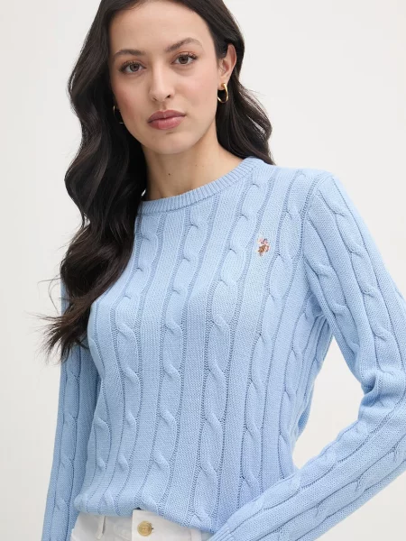 U.S. Polo Assn. női pulóver CREW NECK CABLE kék