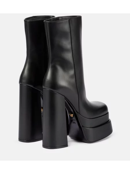 Cizme scurte Versace din piele cu platformă negru