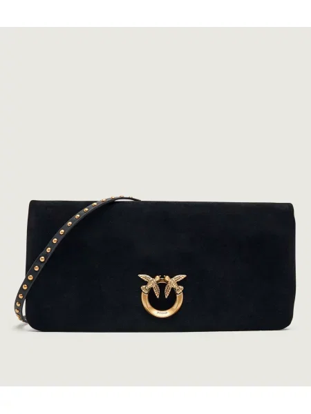 Pinko Geantă pe umăr Click Soft Horizontal Classic | piele întoarsă negru