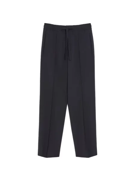 Pantaloni Valentino Garavani cu broderie de lână albastru