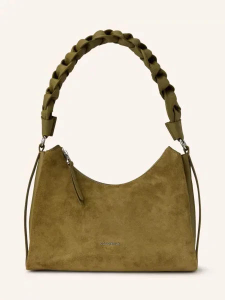 Coccinelle torebka zamszowa BOHEME SUEDE BIMATERIAL beżowa