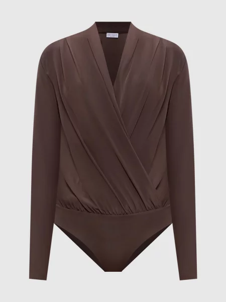 Боді із шовку Brunello Cucinelli коричневе