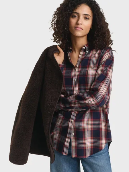 Картата фланелева сорочка Gant синя