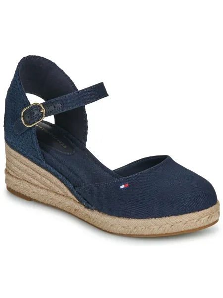 Espadrile Tommy Hilfiger Mid Wedge Espad Closed Toe Bleumarin albastru