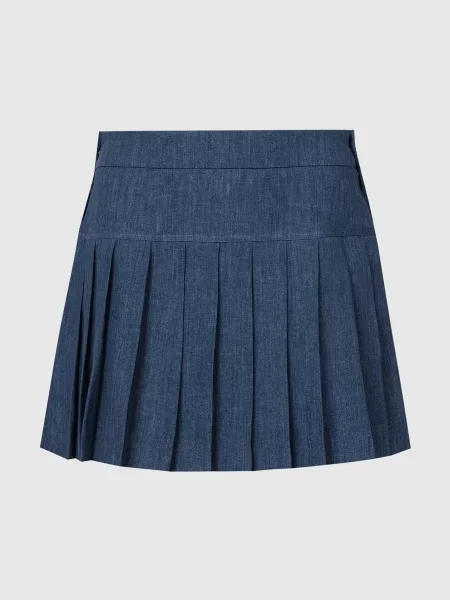 Льняная плиссированная юбка Palm Angels синяя