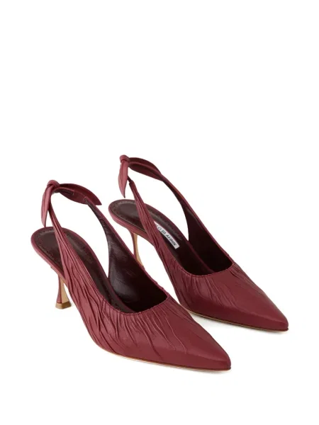 Pantofi cu toc Manolo Blahnik plisate roșu