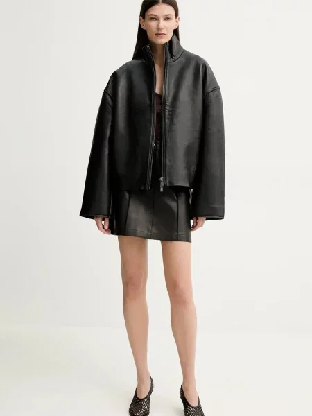 AERON spódnica skórzana RUDENS mini prosta czarny