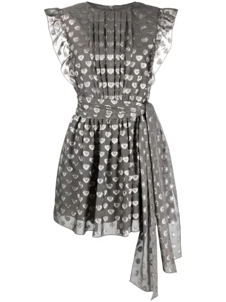 Rochie Alberta Ferretti cu imagine cu motiv cu inimi evazată gri