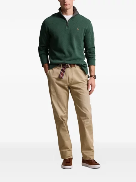 Tricou polo Polo Ralph Lauren cu glugă cu blană cu broderie roșu