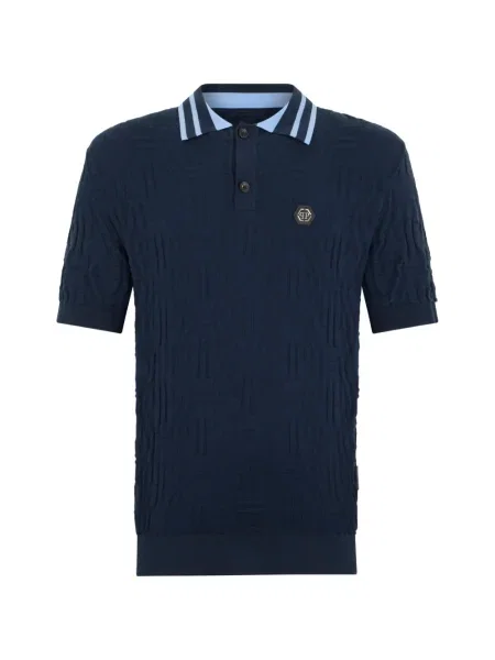 Polo Philipp Plein din jacard albastru