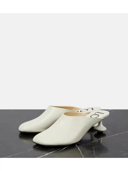 Papuci tip mules Loewe din piele alb