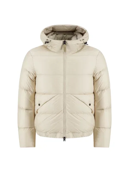 Kurtka puchowa Woolrich z kapturem biała