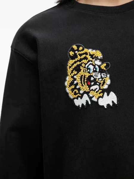 Hanorac Kenzo cu broderie cu dungi de tigru negru