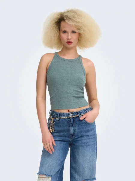 ONLY Top ONLEMMA verde pastel / negru alb