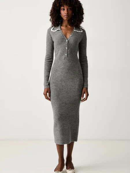 Twinset rochie cu amestec de lână gri