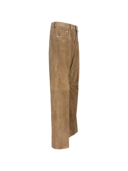 Pantaloni Rick Owens din piele de căprioară