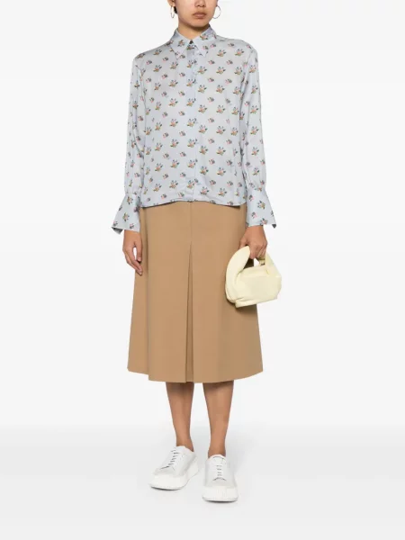 Cămașă Maison Kitsune cu model floral cu imagine din țesătură twill albastru