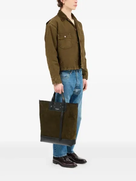 Geantă Maison Margiela din piele de căprioară negru