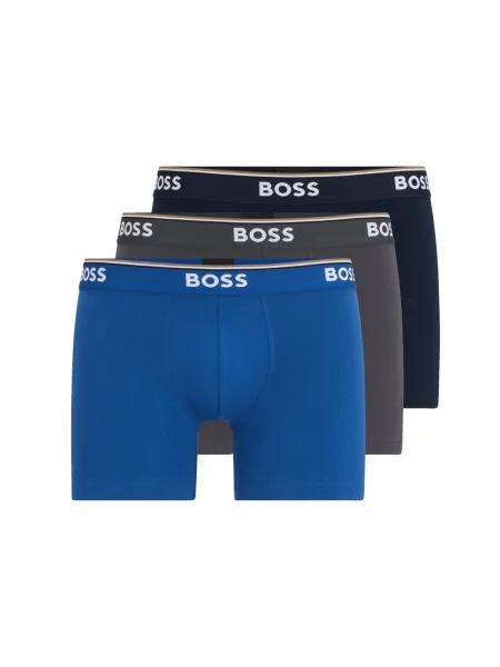 BOSS Boxer trumpikės kobalto mėlyna / juoda balta