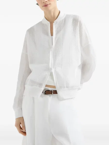 Bomber jakna Brunello Cucinelli organza bijela