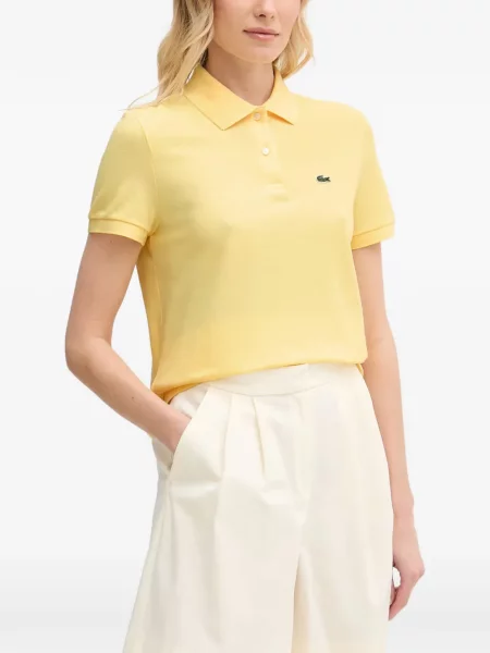 Tricou polo Lacoste cu autograf galben
