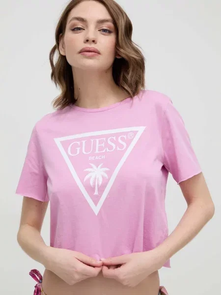 Тениска Guess лилаво розово