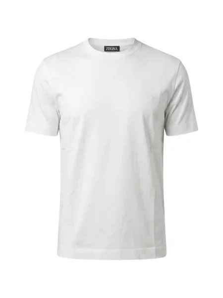 Tricou Zegna cu broderie alb
