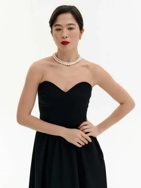 Сукня міді VMMA віскоза/поліестер чорний