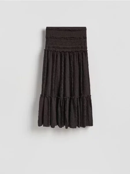 Reserved Koronkowa spódnica maxi ciemnobrązowy