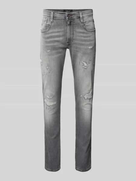 Jeans o kroju slim fit z przetarciami model Anbass' Replay