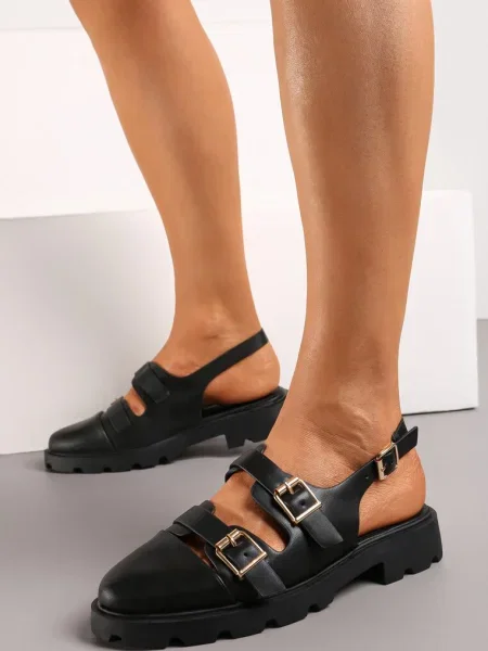 Sandale cu Catarame Decorative Esmarase negre