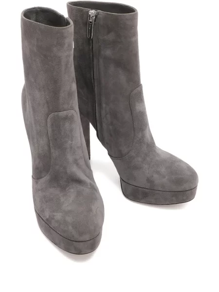 Botine Gianvito Rossi din piele de căprioară cu platformă gri