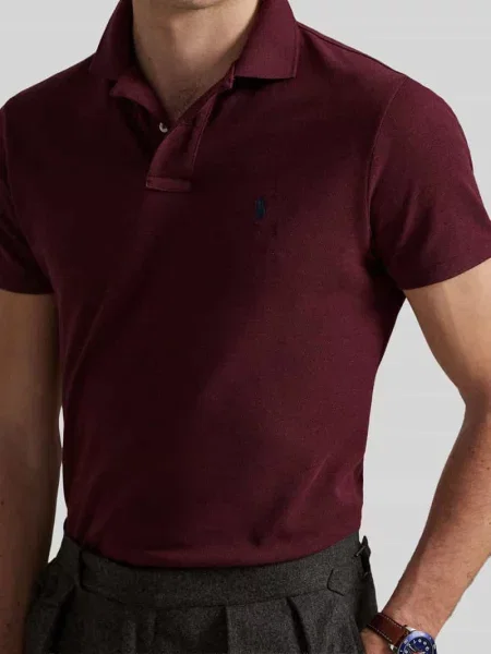 Koszulka polo o kroju slim fit z czystej bawełny Polo Ralph Lauren czerwona