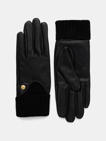 Kožené rukavice Barbour černá