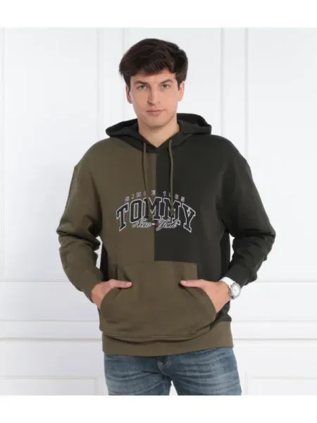 Tommy Jeans Hanorac TJM RLX VARSITY TWO-TONE HOODIE kaki