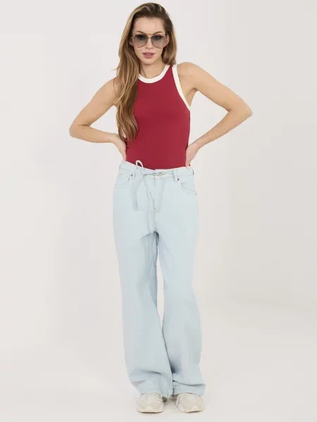 Džíny Sublevel s vázáním bílé